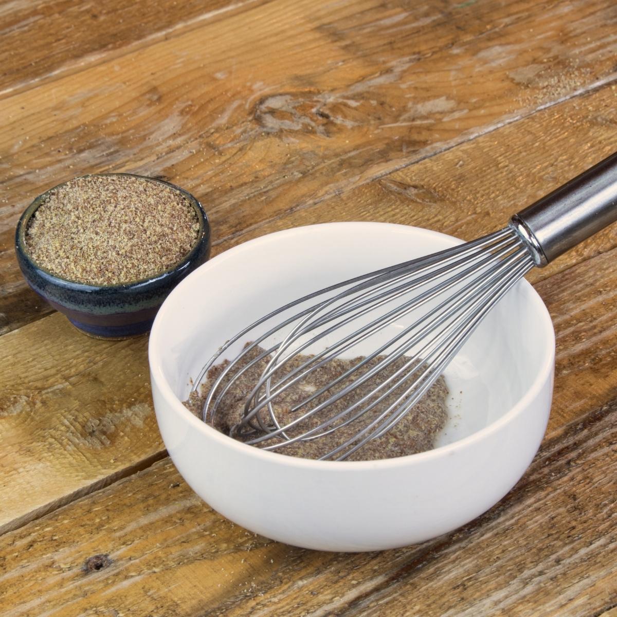 use ground flaxseeds to make a flax egg as a vegan egg alternative.