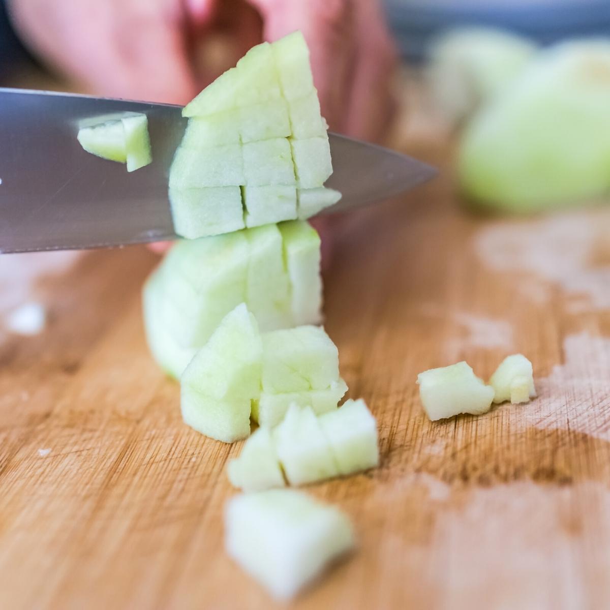 chopped green apple instead of celery in dishes.