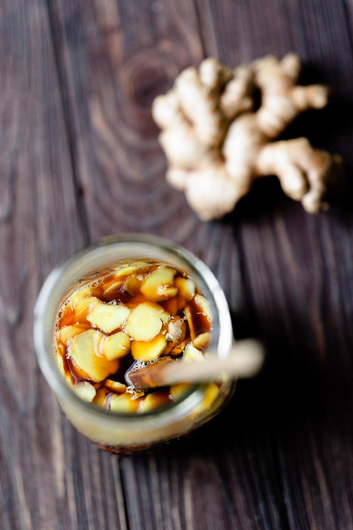 easy quick pickled ginger recipe using coconut sugar stored in a jar