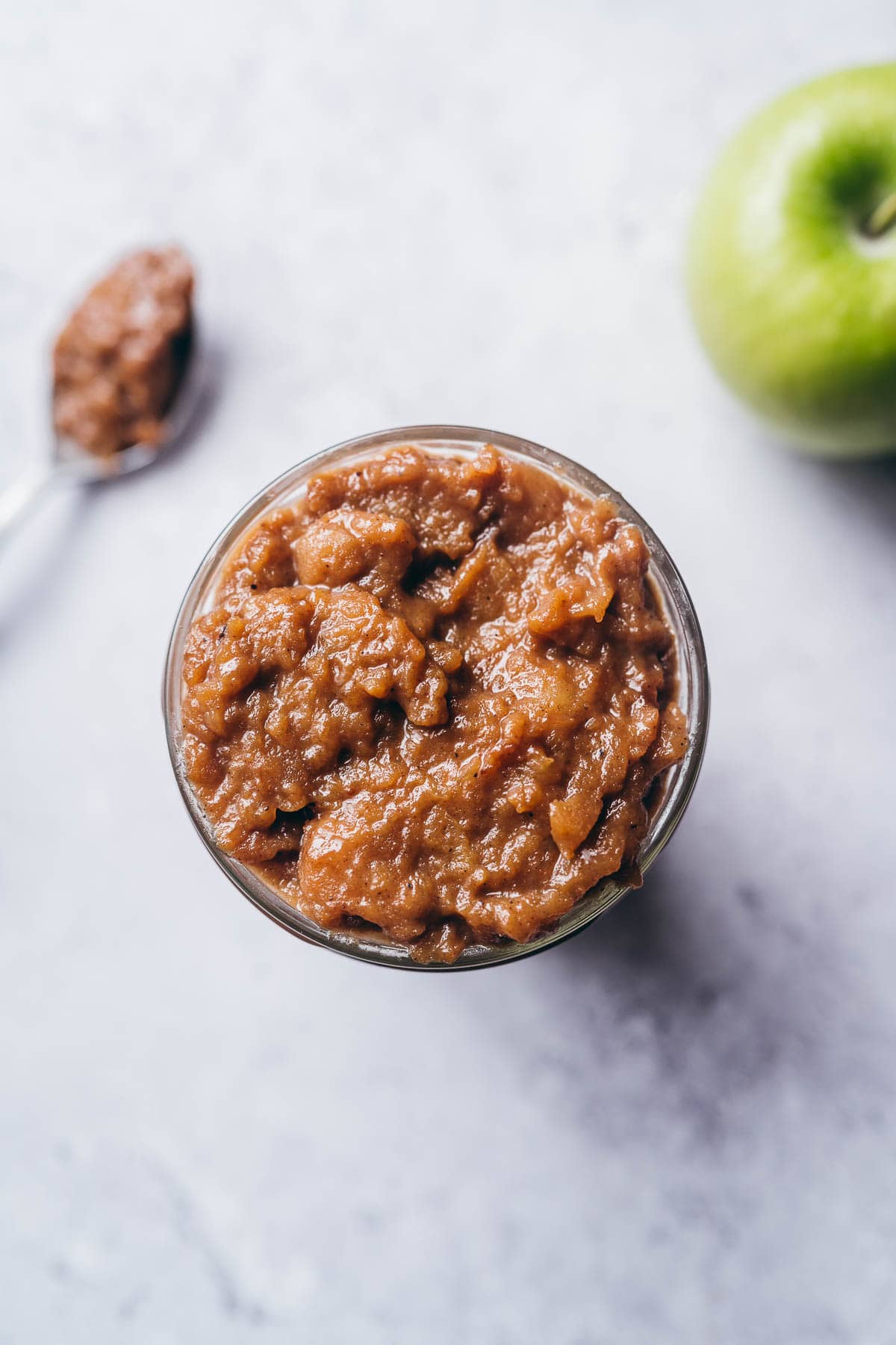 top view of creamy apple curd sweetened with coconut sugar.