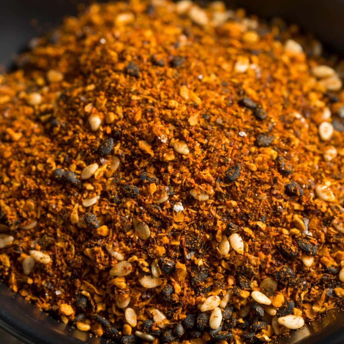 A close shot of Japanese seven spice blend.