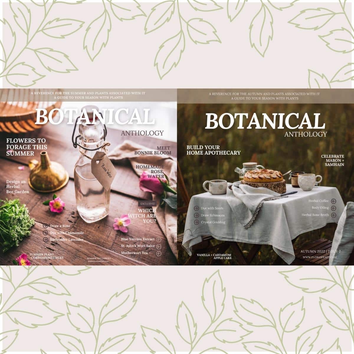 Two covers of the magazine botanical anthology.