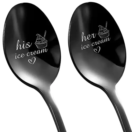His and Hers Gifts Ice Cream Spoon, 2 Pcs