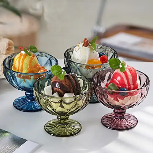 TIMEFOTO Ice Cream Glass Bowls Set of 4