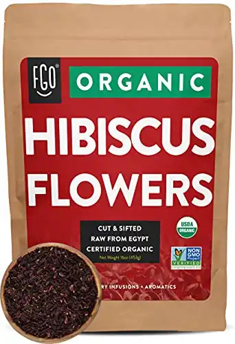 Anthony's Organic Hibiscus Flowers, 1 lb, Cut & Sifted, Gluten Free, Non GMO, Non Irradiated, Keto Friendly