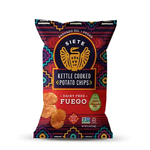 Siete Grain Free Kettle Cooked Potato Chips | Gluten Free Chips | Vegan Snacks | Non GMO | Fuego, (Pack of 6)