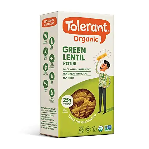 Tolerant Organic Green Lentil Rotini Pasta (8