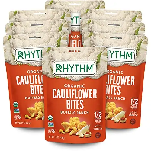 Rhythm Superfoods Organic Crunchy Cauliflower Bites Buffalo Ranch Flavor, Gluten Free, 1.4 Ounce (Pack of 8)