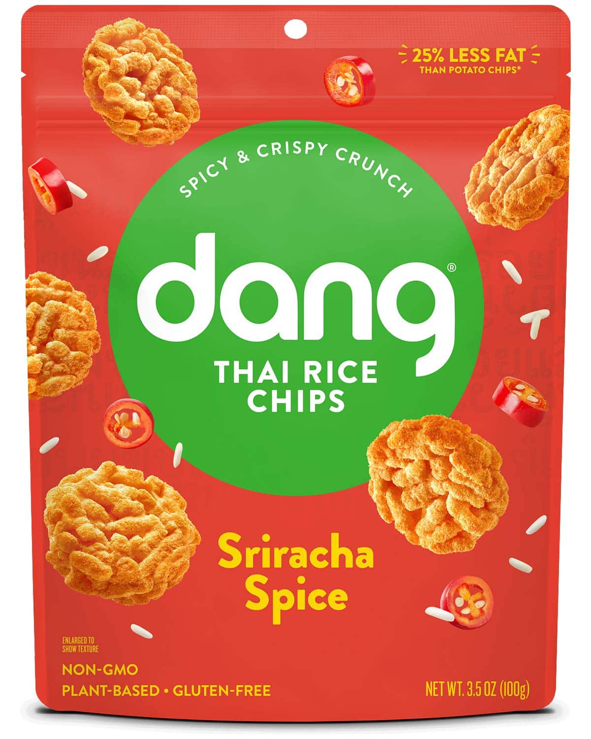 Dang Thai Rice Chips | Gluten Free, Soy Free & Preservative Free Rice Crisps, Sriracha, 3.5 Ounce (Pack of 6)