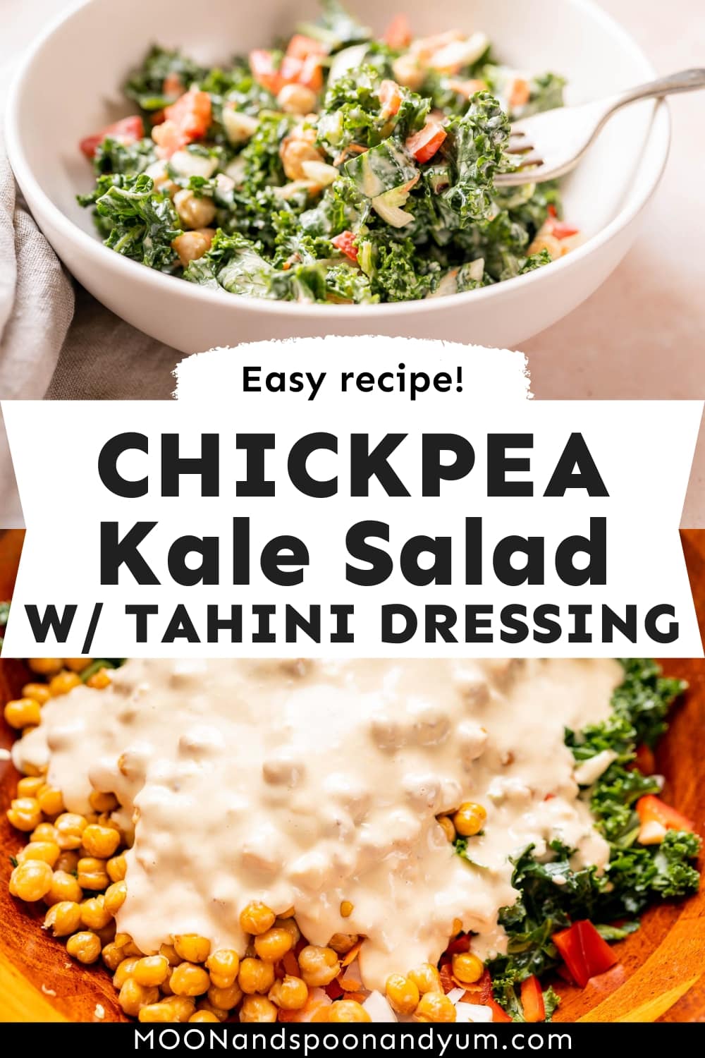 Chickpea Kale Salad with Creamy Tahini Dressing