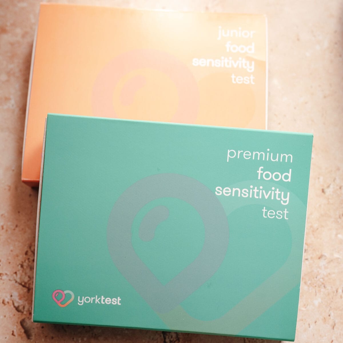Two boxes of food sensitivity tests from YorkTest.