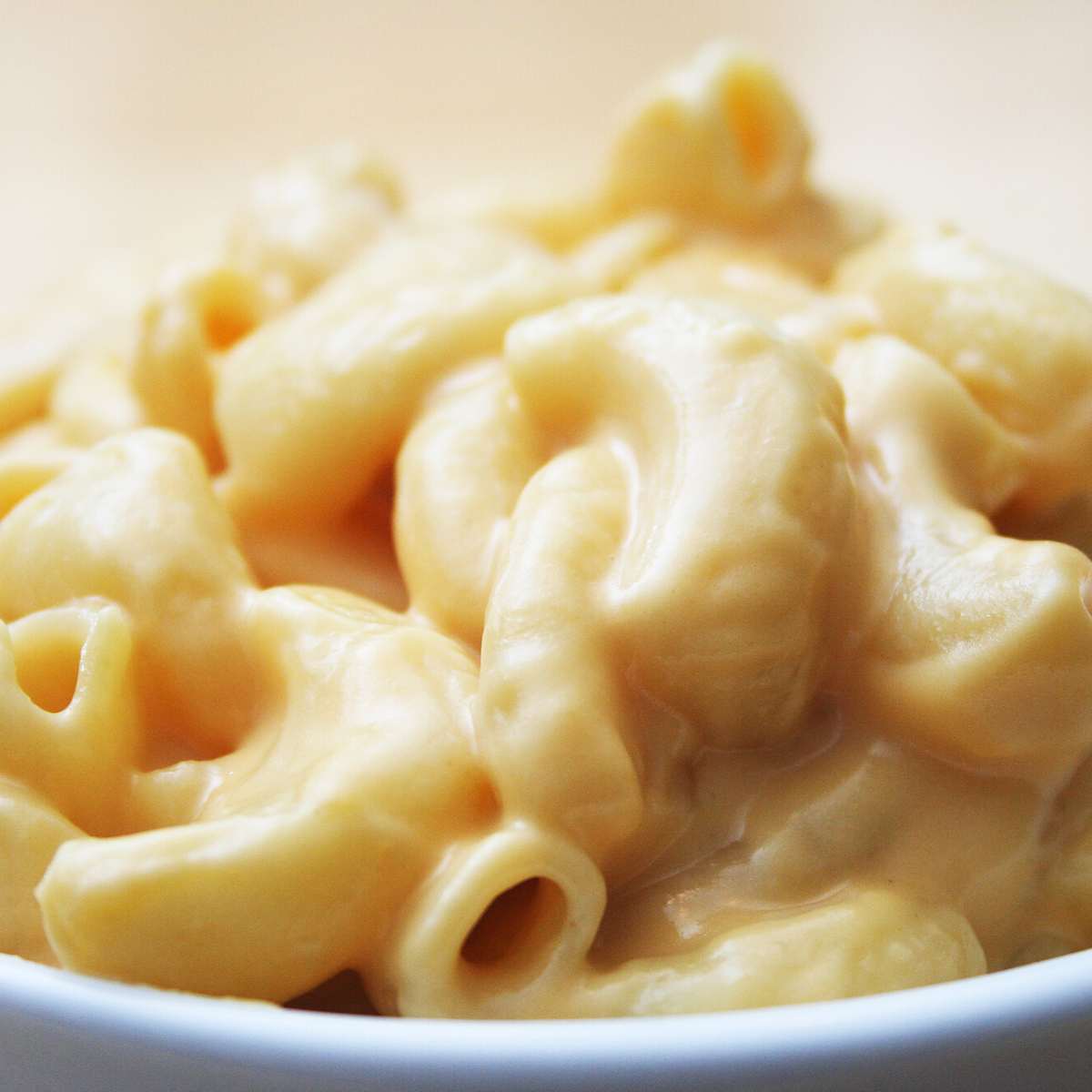 Close shot of macaroni and cheese.