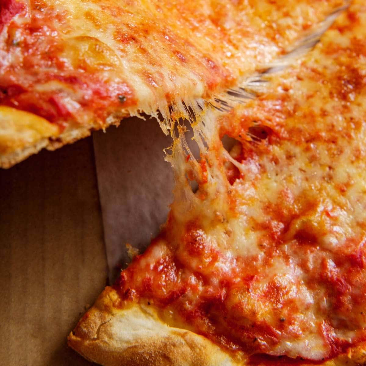 Close shot of new york pizza slices.