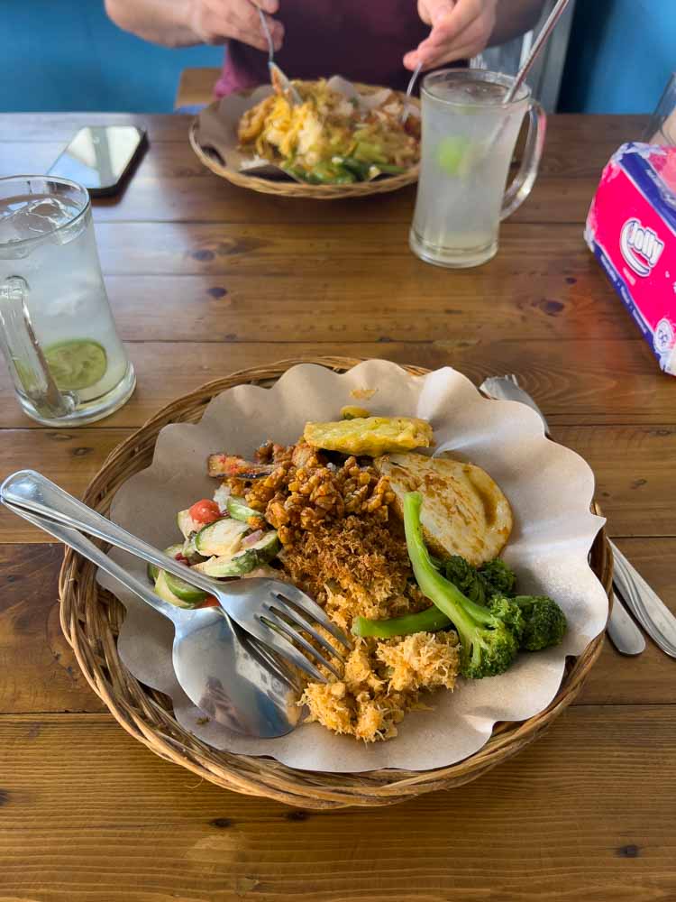 A plate of food at a restaurant in Bali Indonesia.