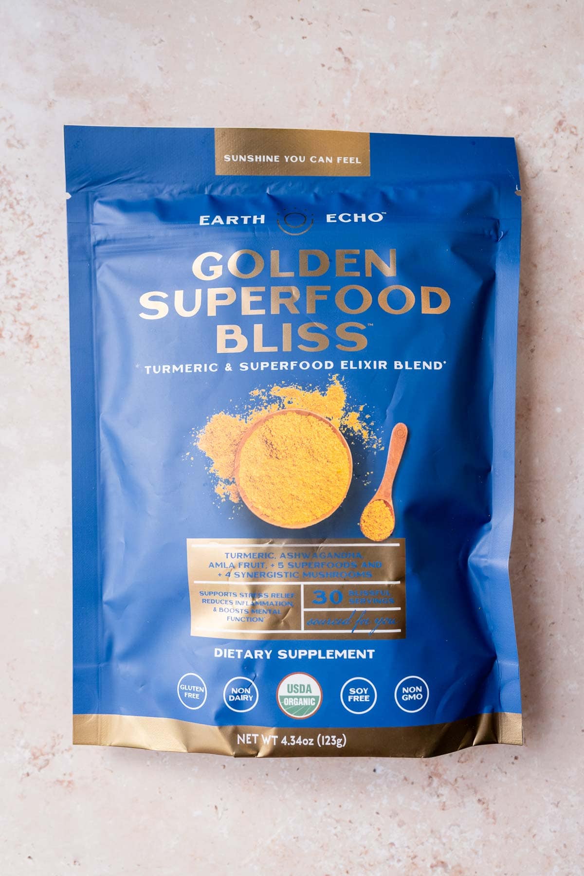 Golden superfood blend for nutritious, energizing golden milk breakfast recipes.