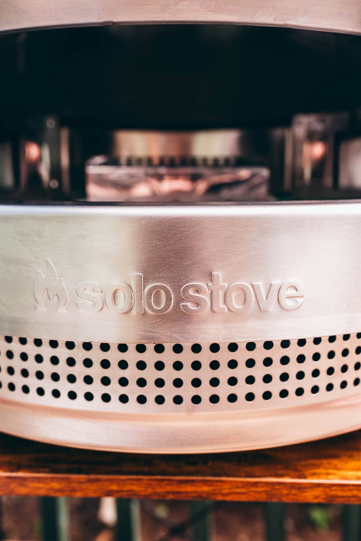 A close up of a Solo Stove pizza oven.