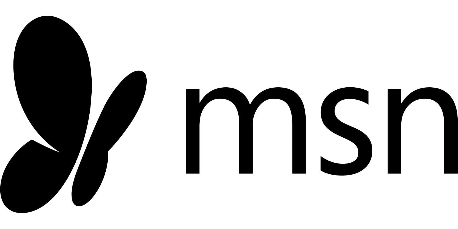 A black and white logo with the word msn.