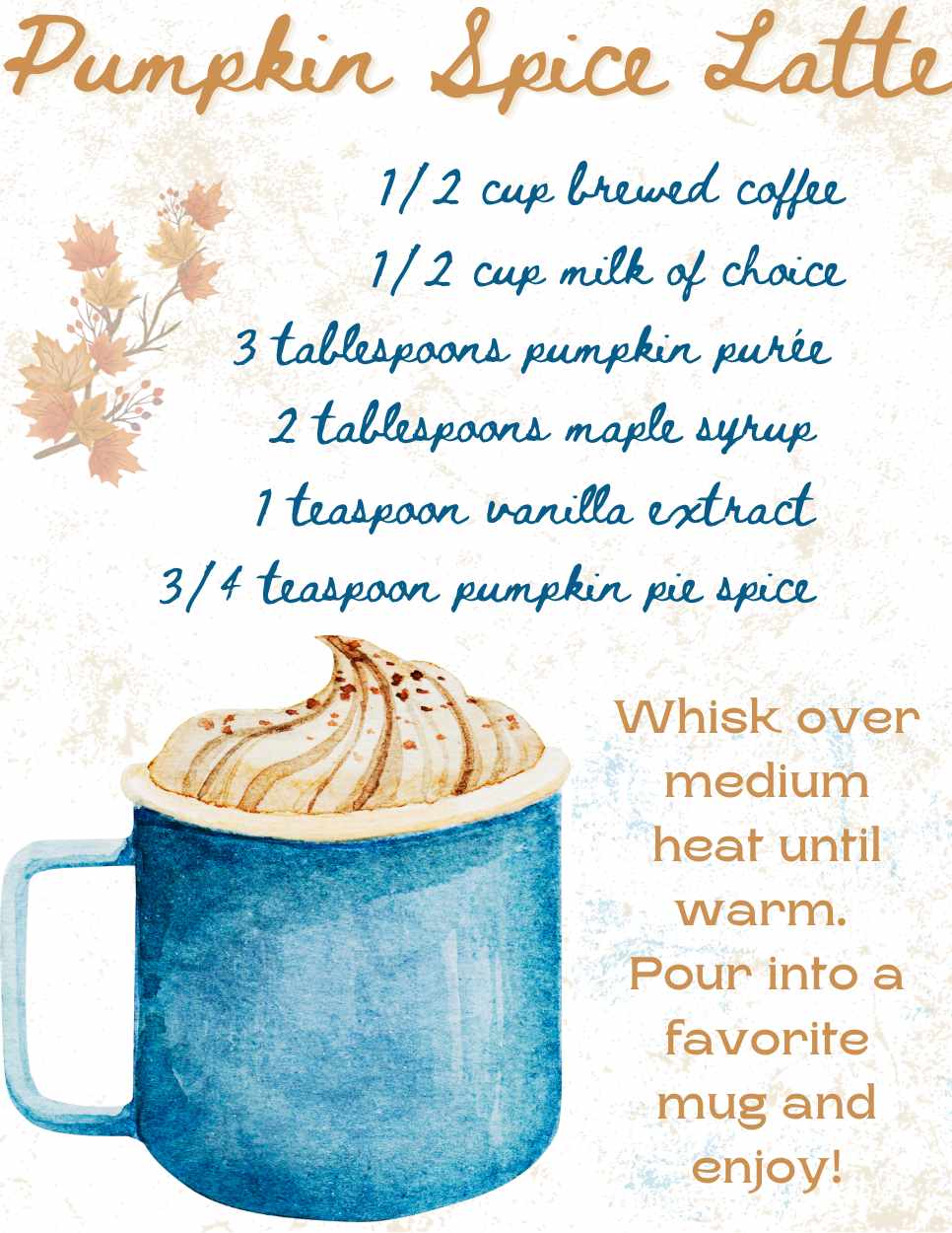 Pumpkin spice latte recipe.