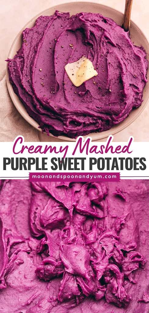 Creamy mashed purple sweet potatoes.
