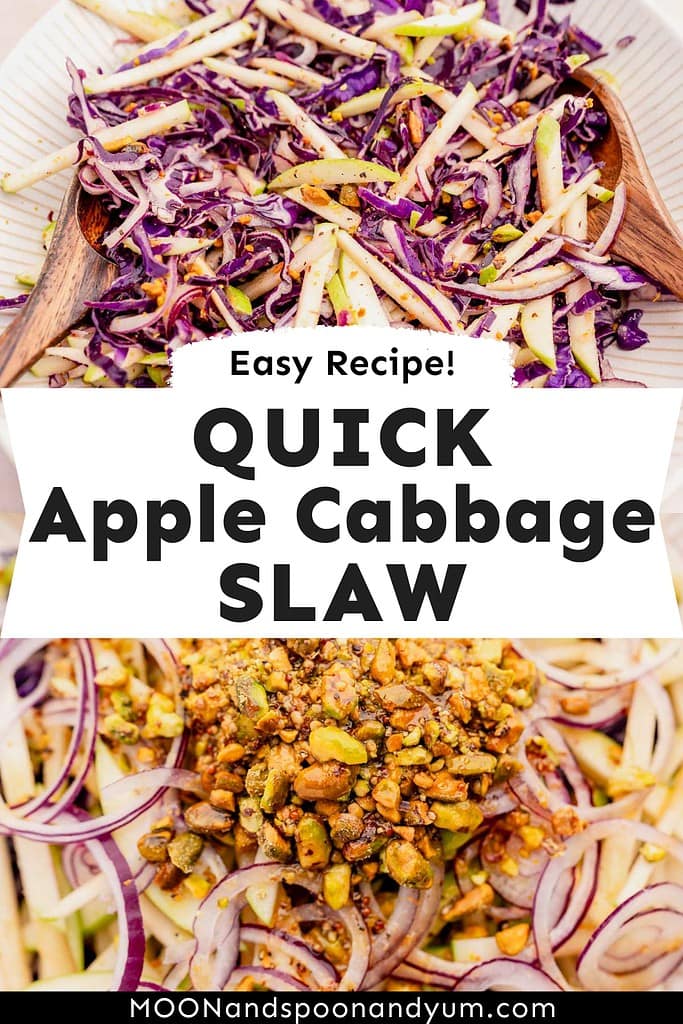 Easy recipe for a quick apple cabbage slaw.