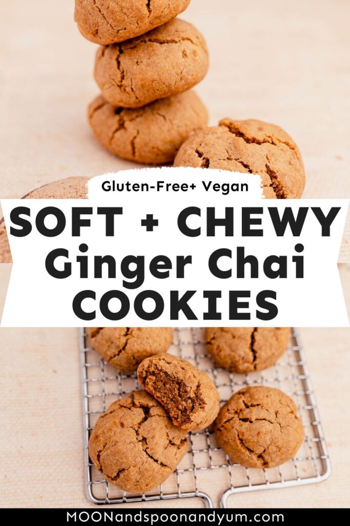 Gluten free ginger chai cookies that are soft and chewy.