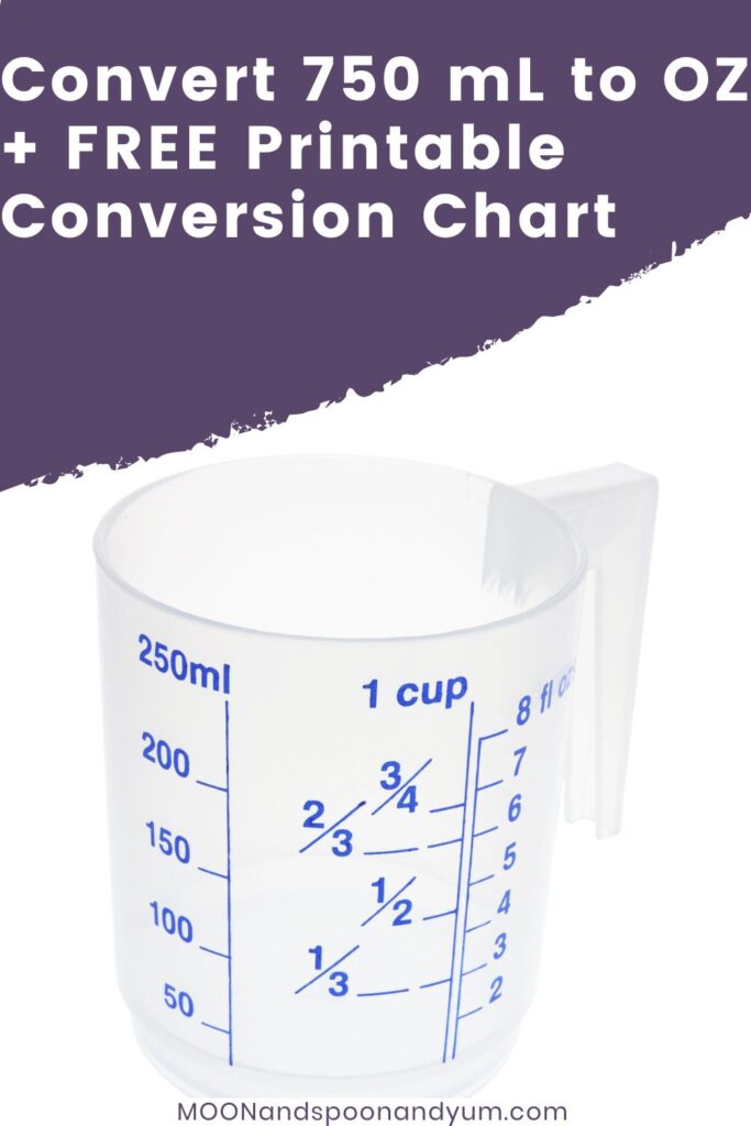 Convert 750 ml to ounces with a free printable conversion chart.
