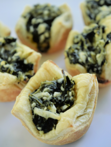 Spinach puff pastry bites.
