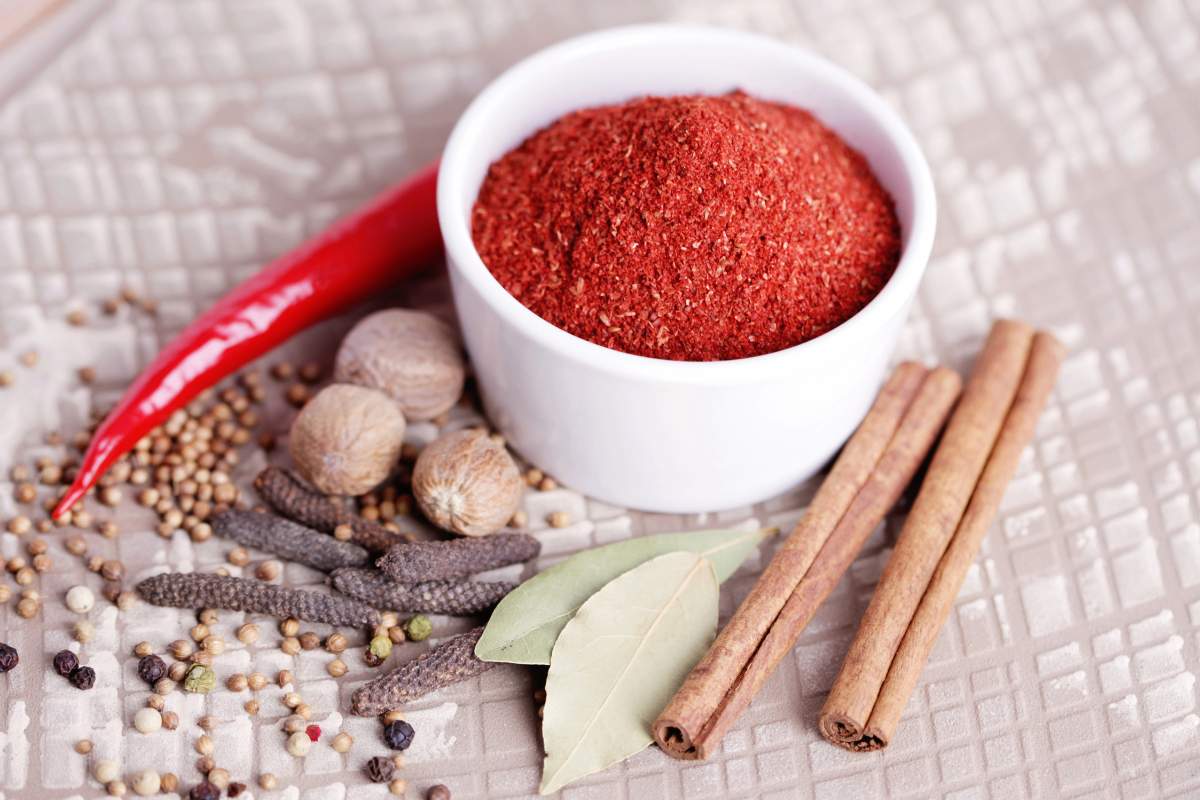 Spices and baharat substitutes in a bowl on a table.
