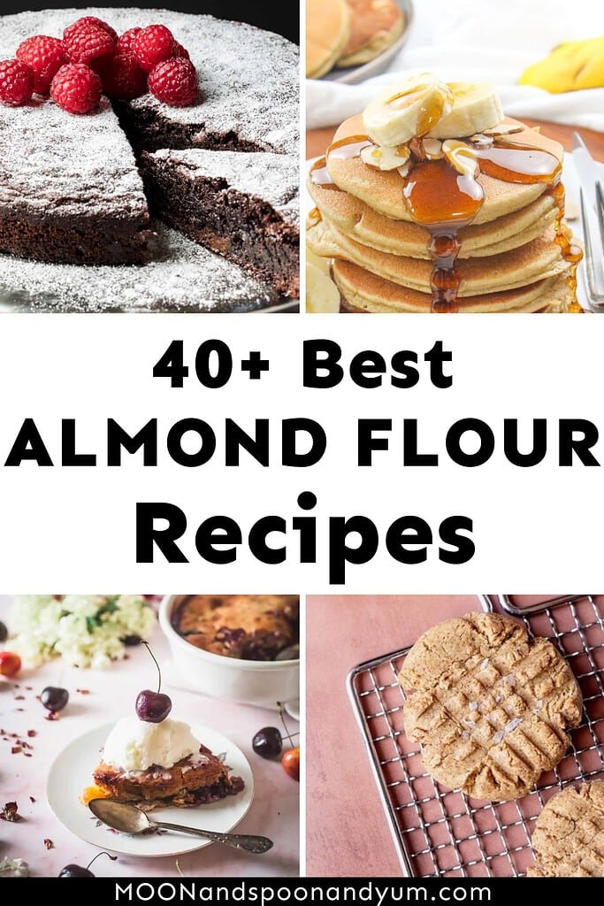 Collage of almond flour-based dishes highlighting a variety of recipes.