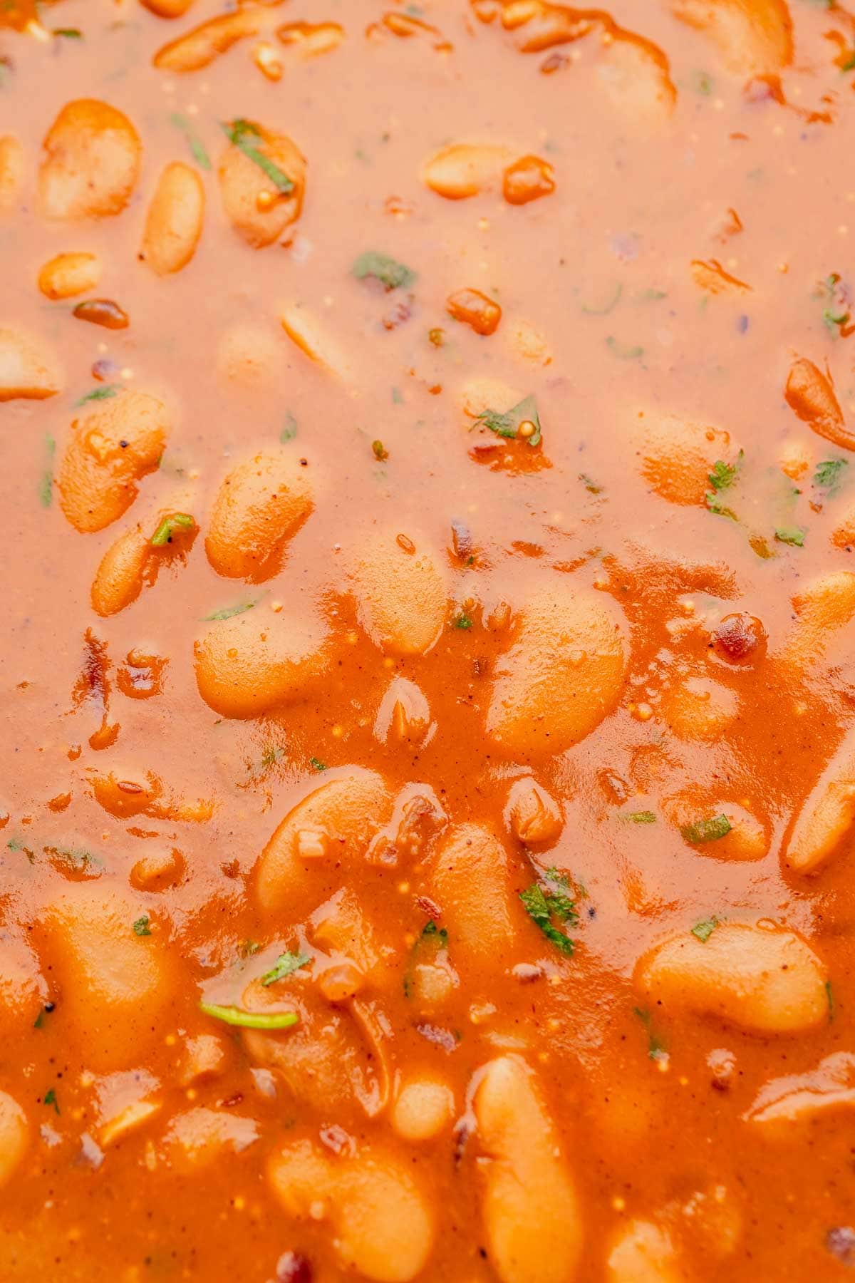 A freshly made butter bean curry dish.