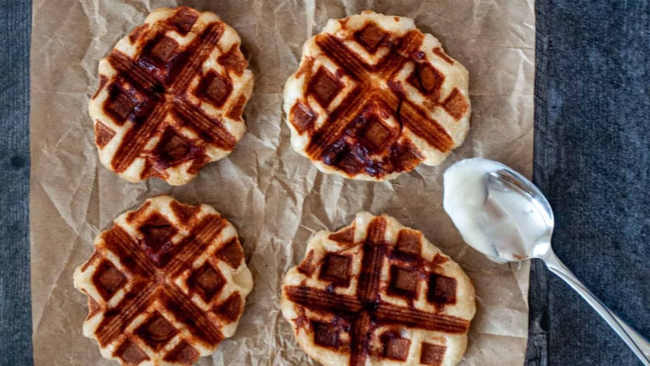 One iced cinnamon roll waffle.